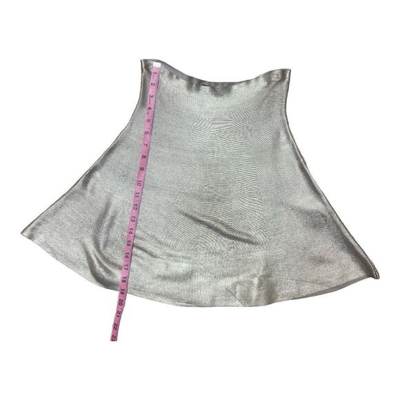 Zara Silver Metallic High Waist Skater Skirt Sz M Party Holiday Shiny Boho - Picture 2 of 6